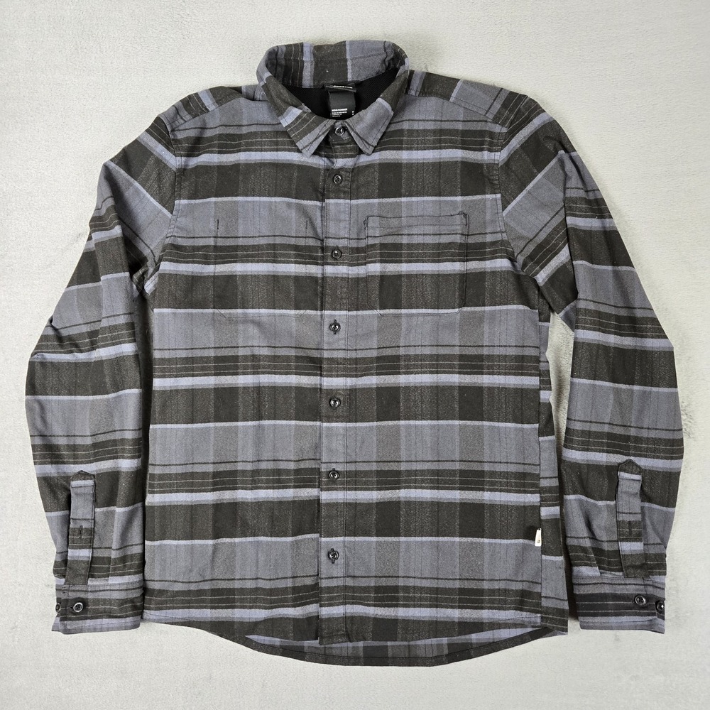 The North Face Shirt Men Medium Brushwood Pro LS Plaid Vented Flannel Black/Gray